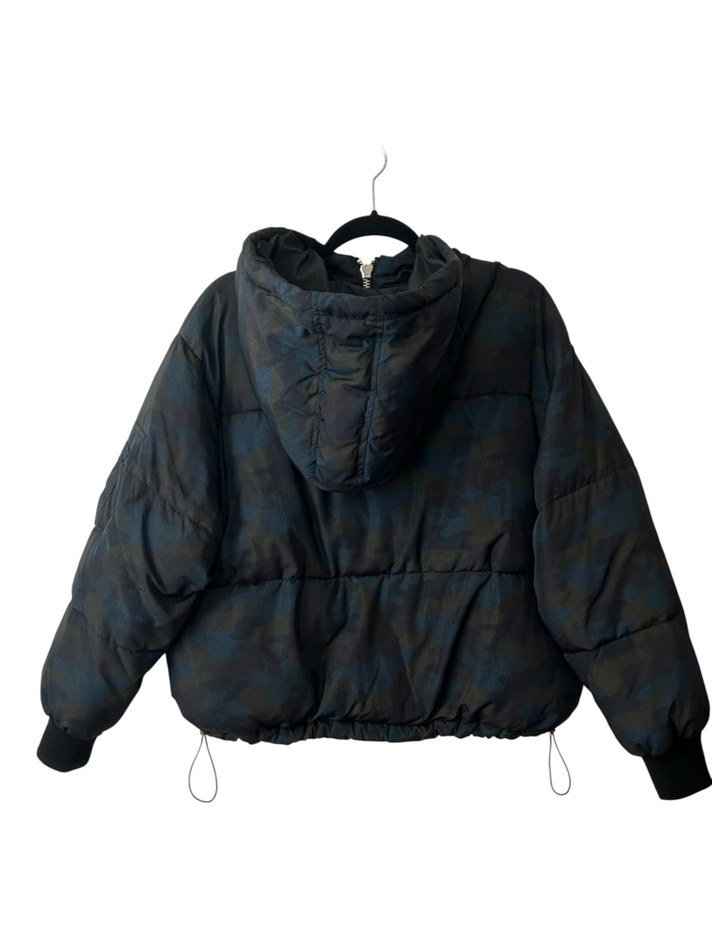 Zara Basic Outerwear Camouflage Puffer Jacket Women’s SZ M in Blue Green Black - Picture 6 of 11